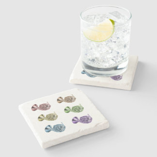 Retro Colourful French Horn Pop Art Music Pattern Stone Coaster