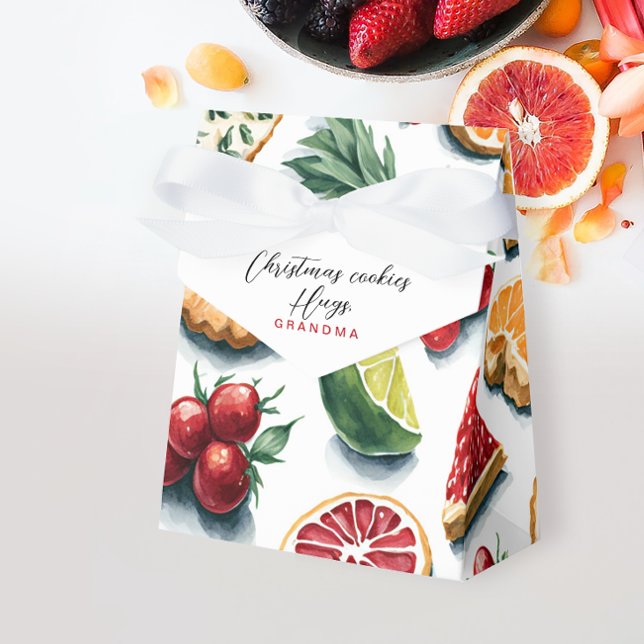 Retro Colourful Fruits Citrus Christmas Watercolor Favour Box (Creator Uploaded)