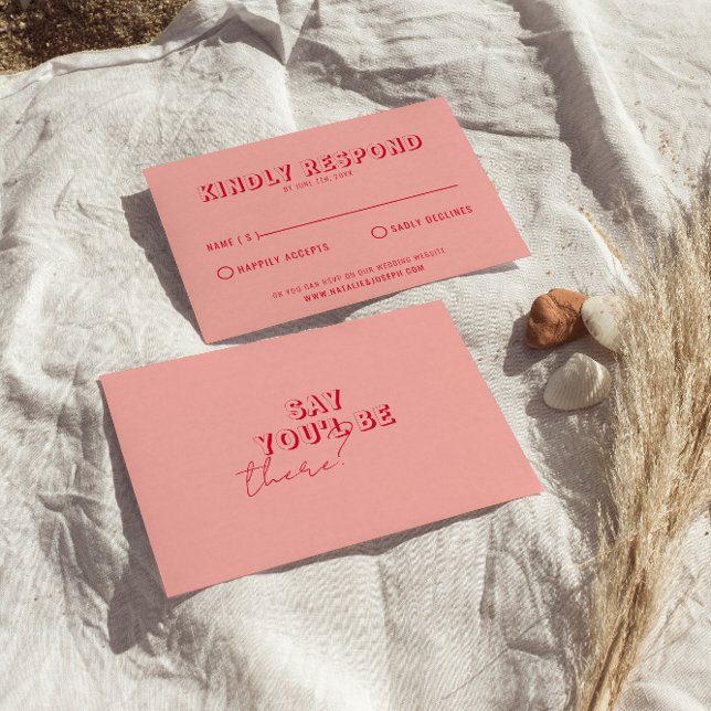 Retro Colourful Fun Funky Bold Unique Wedding  RSVP Card (Creator Uploaded)