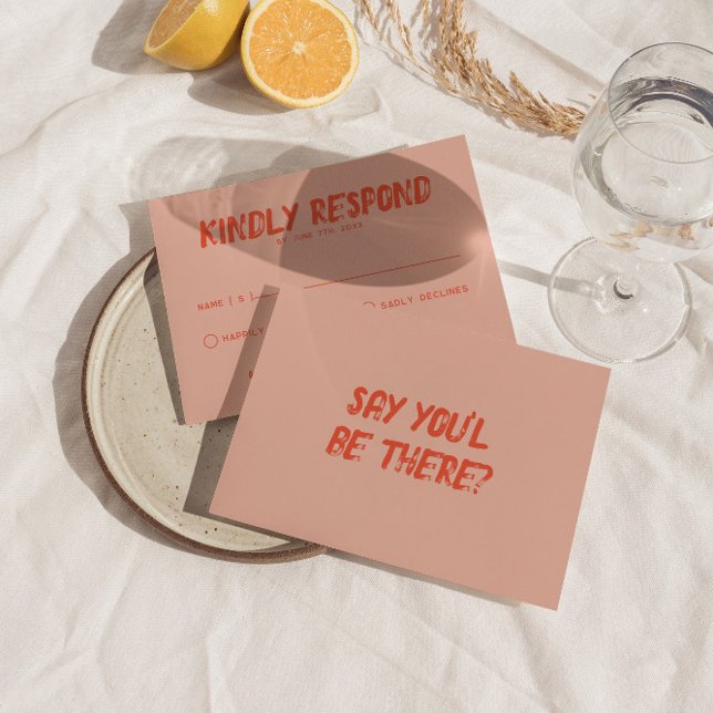 Retro Colourful Fun Funky Bold Unique Wedding  RSVP Card (Creator Uploaded)