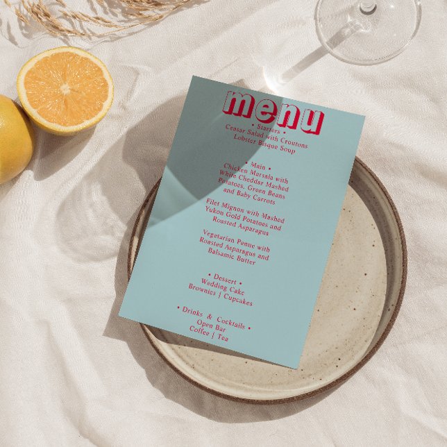 Retro Colourful Funky Bold Modern Unique Wedding Menu (Creator Uploaded)