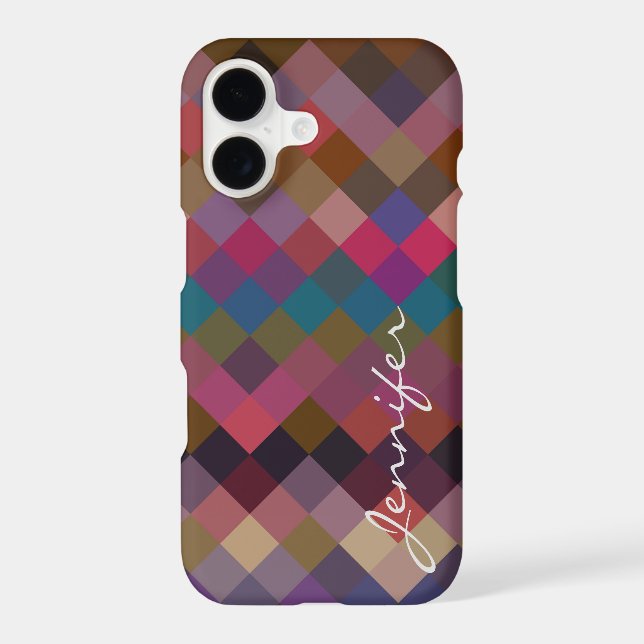 Retro Colourful Geometric Diamond Pattern #17 (Back)