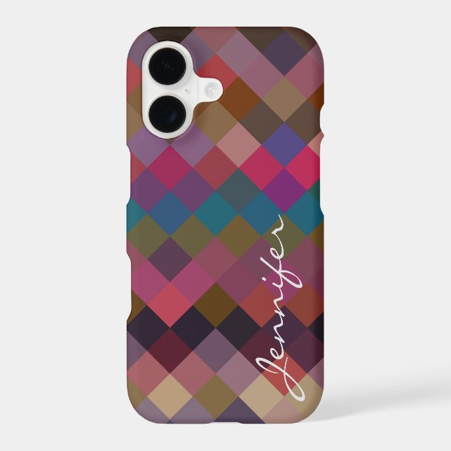 Retro Colourful Geometric Diamond Pattern #17 (Back)