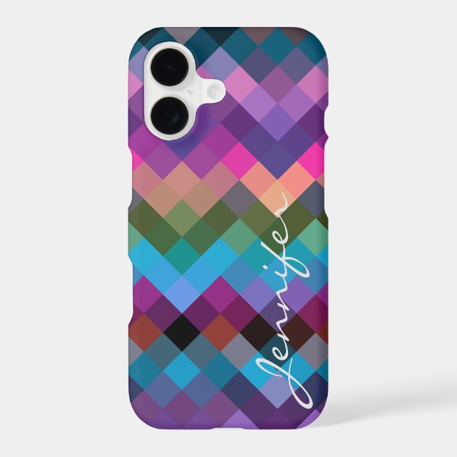 Retro Colourful Geometric Diamond Pattern #3 (Back)