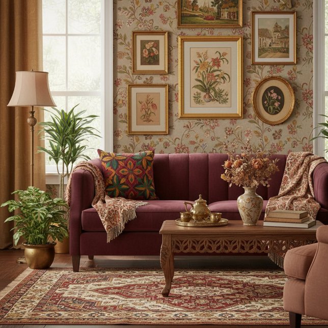Retro colourful geometric  floral pattern  cushion (Creator Uploaded)