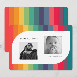 Retro colourful geometric shape photo holiday card