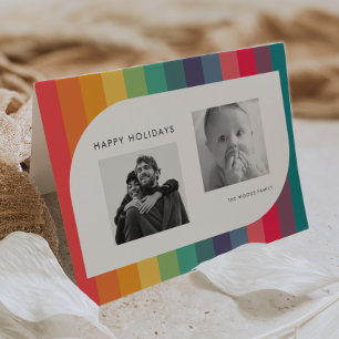 Retro colourful geometric shape photo holiday card