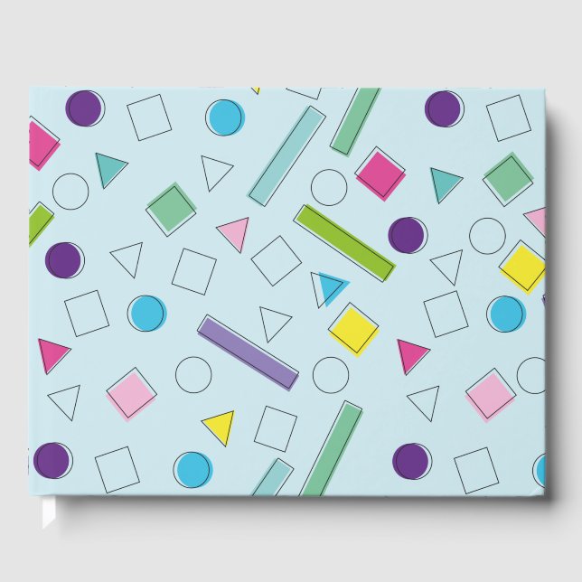 retro colourful geometric shapes guest book (Front)