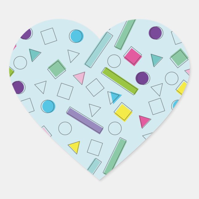 retro colourful geometric shapes pattern T-Shirt Heart Sticker (Front)