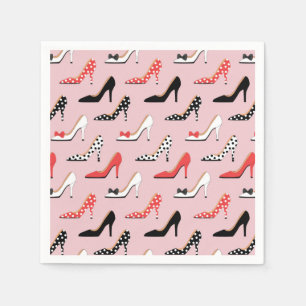 Retro Colourful Girly High Heel Pump Shoes Pattern Napkin