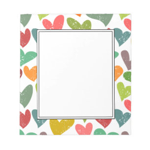 Retro Colourful Groovy Valentine Hearts Pattern Notepad