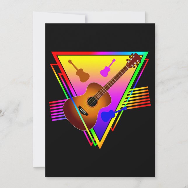 Retro Colourful Guitar Invitation (Front)