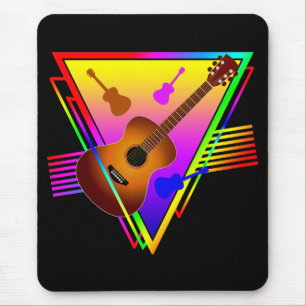 Retro Colourful Guitar Mouse Mat