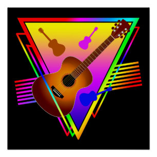Retro Colourful Guitar Poster