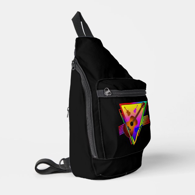 Retro Colourful Guitar Sling Bag (Left Corner)