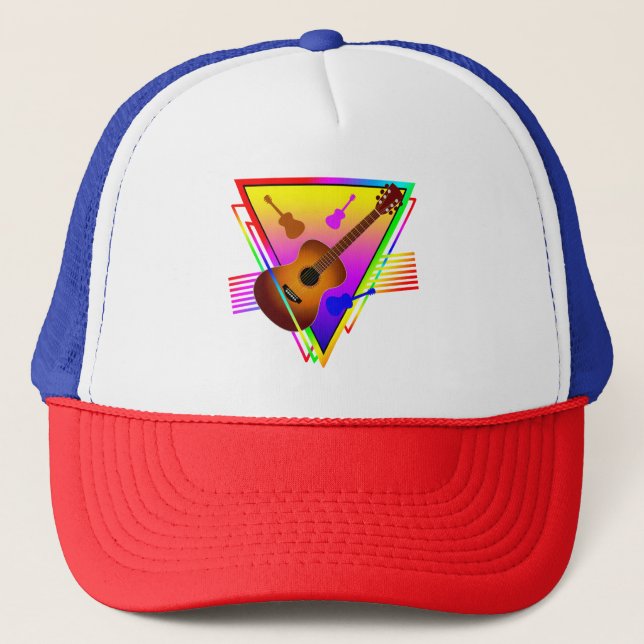 Retro Colourful Guitar Trucker Hat (Front)