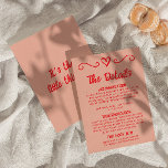 Retro Colourful Hand Drawn Quirky Wedding Details  Enclosure Card<br><div class="desc">Simple and stylish retro colourful wedding guest info details. With warm pink background and vivid red hand written text layout with whimsical wordings and vintage hand drawn heart border. All the info are customisable as website, transportation, accommodation . Grab it along with other products from this classy hand made retro...</div>