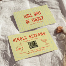 Retro Colourful Hand Drawn Unique QR Code Wedding 