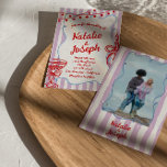 Retro Colourful Hand Drawn Written Photo Wedding Invitation<br><div class="desc">This wedding invitation is perfect for your wedding if you are looking for an elegant unique and easy editable invitation .An elegant unique simple minimalist blue and purple and magenta red wedding template invitation. as you see it features plain white clean classic background. And magenta red bright hand written bride's...</div>