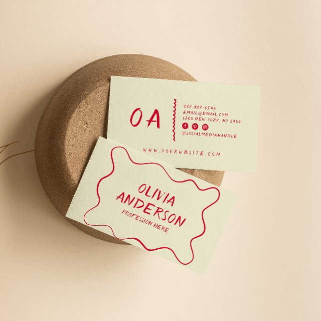 Retro colourful Hand Written Boho Unique Border,  Business Card (Creator Uploaded)