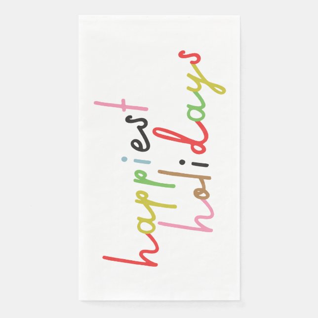 retro colourful Happiest Holiday Christmas Party Napkin (Front)