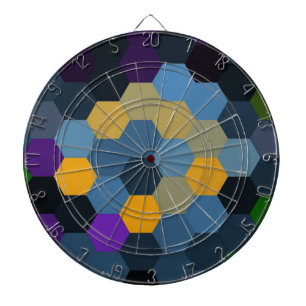 retro colourful hexagon art dartboard