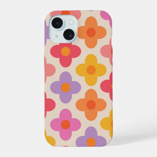Retro Colourful Hippie Mod Flowers Pattern  iPhone 15 Case
