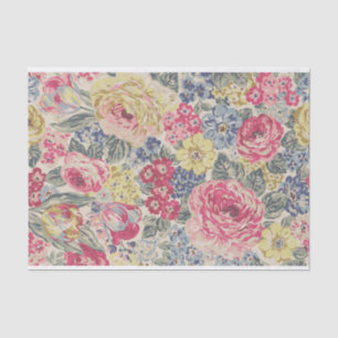 Retro Colourful Illustrated Floral Pattern Tissue Paper