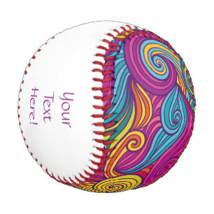 Retro Colourful Jewel Tone Swirly Wave Pattern Baseball