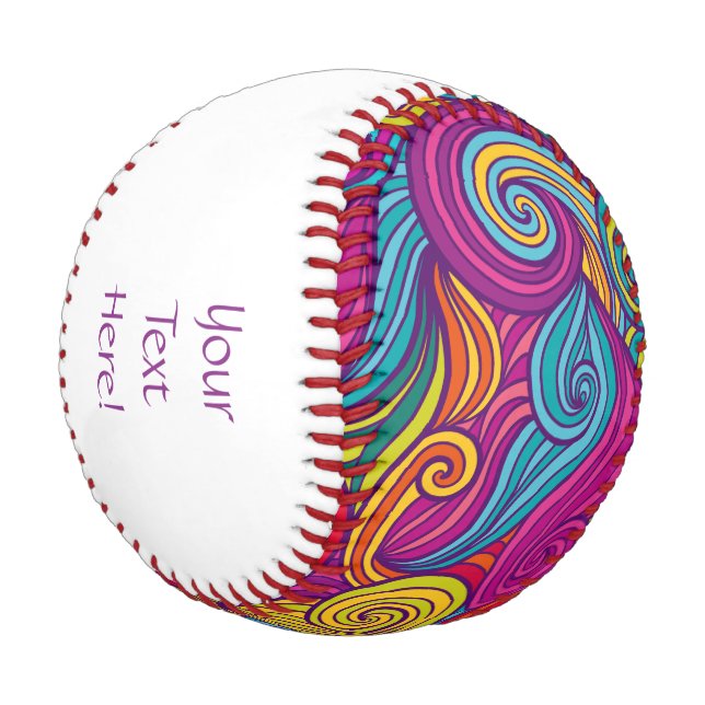 Retro Colourful Jewel Tone Swirly Wave Pattern Baseball (Angled)