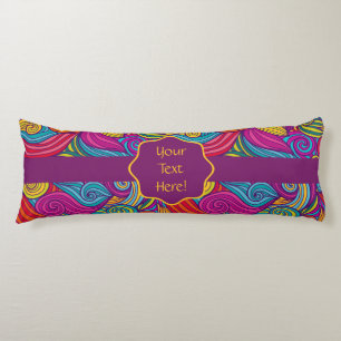 Retro Colourful Jewel Tone Swirly Wave Pattern Body Cushion