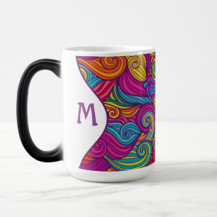 Retro Colourful Jewel Tone Swirly Wave Pattern Magic Mug
