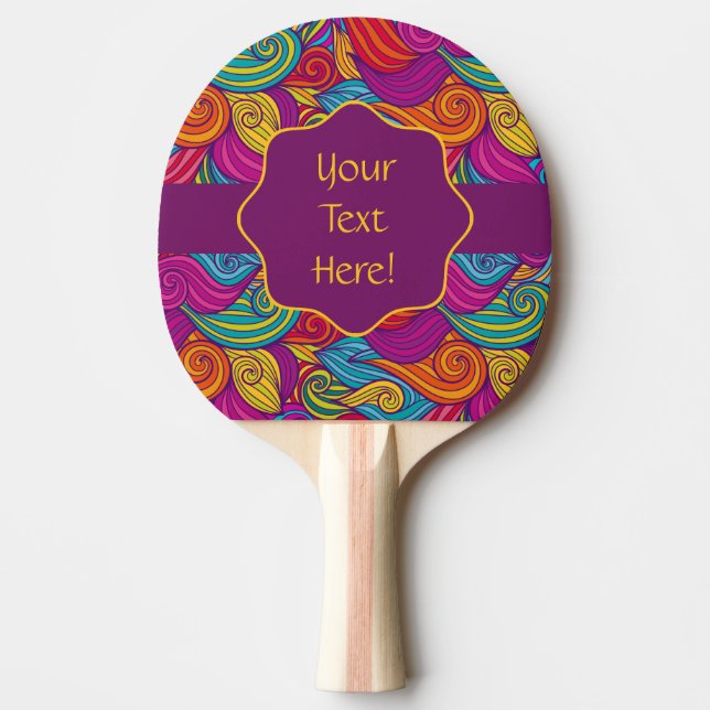 Retro Colourful Jewel Tone Swirly Wave Pattern Ping Pong Paddle (Front)