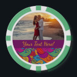 Retro Colourful Jewel Tone Swirly Wave Pattern Poker Chips<br><div class="desc">This retro swirl wave pattern in assorted and vibrant jewel tone colours features areas to personalise with quotes, monograms or names. This pattern includes shades of bright purple, golden yellow, teal blue, vivid orange, ruby red, lime green, ocean blue and pretty pastel pink among others. A beautiful and thoughtful gift...</div>
