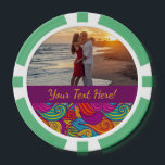 Retro Colourful Jewel Tone Swirly Wave Pattern Poker Chips<br><div class="desc">This retro swirl wave pattern in assorted and vibrant jewel tone colours features areas to personalise with quotes, monograms or names. This pattern includes shades of bright purple, golden yellow, teal blue, vivid orange, ruby red, lime green, ocean blue and pretty pastel pink among others. A beautiful and thoughtful gift...</div>