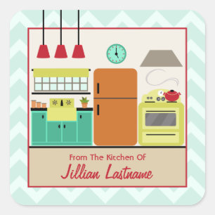 Retro Colourful Kitchen Label Sticker
