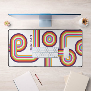 Retro Colourful Line Art Desk Mat