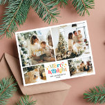 Retro Colourful Merry and Bright 4 Photo Christmas Holiday Postcard<br><div class="desc">A merry and bright Christmas! Send your holiday greetings to your friends and loved ones with this colourful retro style Christmas photo card. This card features four lovely photos of your family and a text you can personalise. (Photo by Elina Fairytale on Pexels. Kindly replace it with your own.)</div>