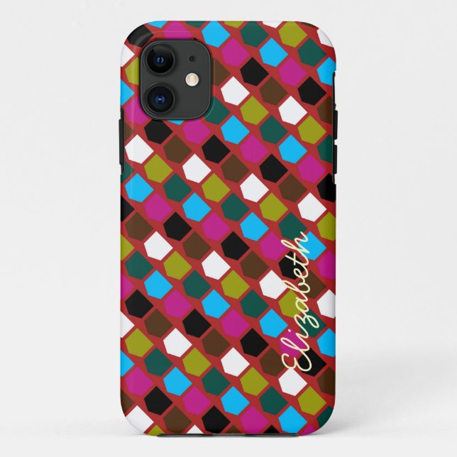 Retro Colourful Modern Geometric Pattern Case-Mate iPhone Case (Back)