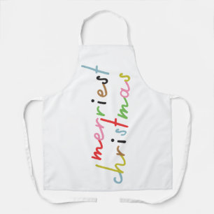 retro colourful modern Merriest Christmas Holiday Apron