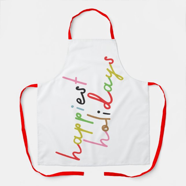 retro colourful modern Merry Christmas Holiday Apron (Front)
