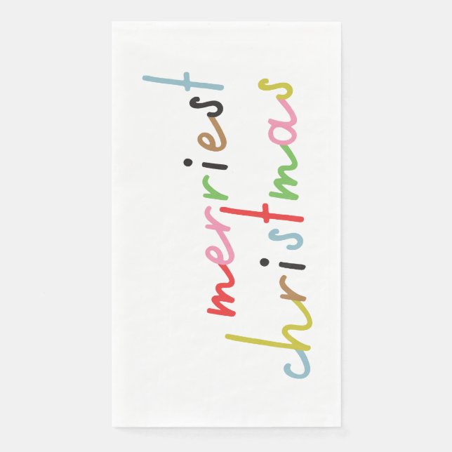 retro colourful modern Merry Christmas Holiday Napkin (Front)