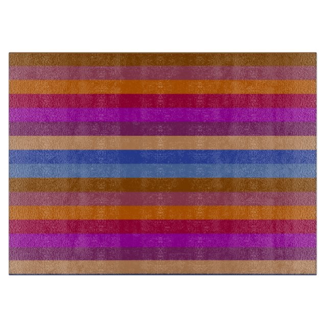 Retro Colourful Multi Stripes Pattern 6 Cutting Board (Front)