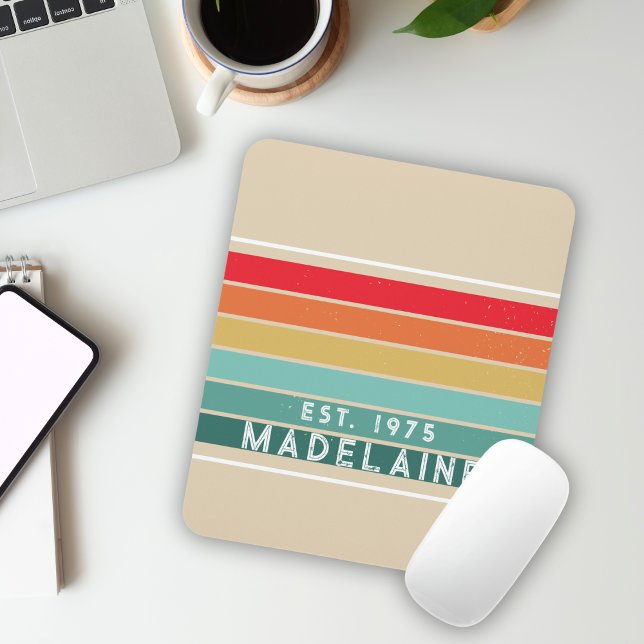 Retro Colourful Name Beige Mouse Mat (Creator Uploaded)