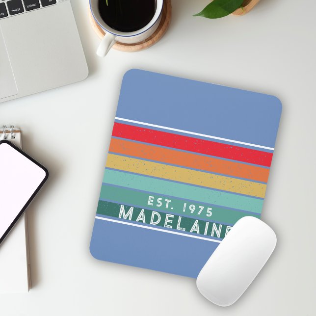  Retro Colourful Name Blue Mouse Mat (Creator Uploaded)