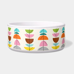 Retro Colourful Nests Ceramic Dog Bowl