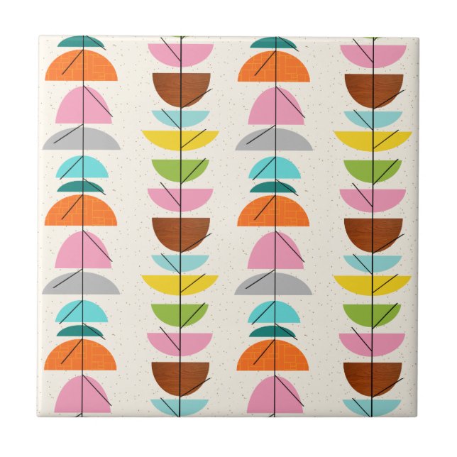 Retro Colourful Nests Ceramic Tile (Front)