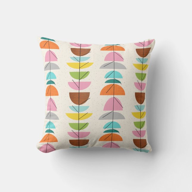 Retro Colourful Nests Outdoor Pillow (Front)
