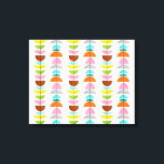 Retro Colourful Nests Stretched Canvas Print<br><div class="desc">Feather your nest with this Retro Colourful Nests Stretched Canvas Print! The design features a cream background with gold speckles and rows of wonderfully kitschy, colourful semi-circles resting on minimalistic, black branches. The semi-circles resemble fairy tale, bird's nests in shades of light blue, teal, turquoise, orange, pink, yellow, green, grey,...</div>