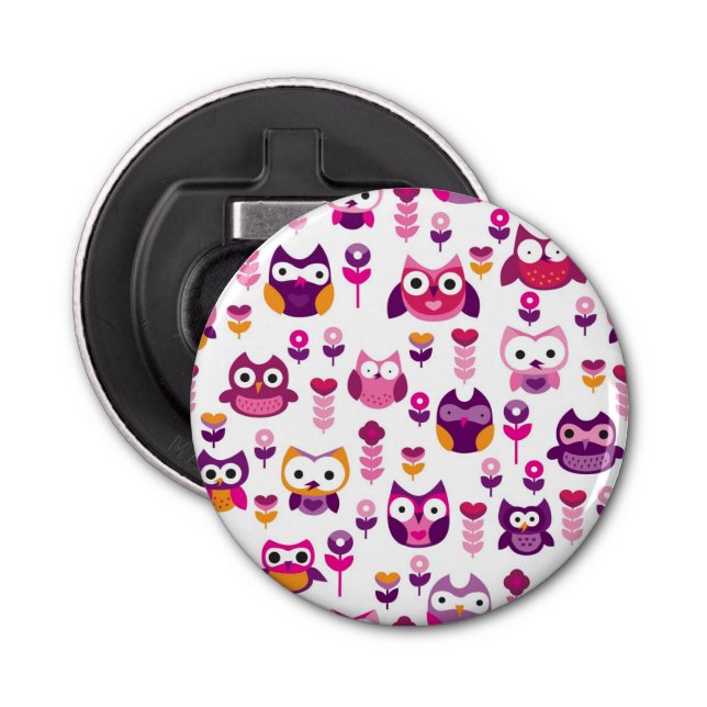 retro colourful owl bird pattern bottle opener (Front)